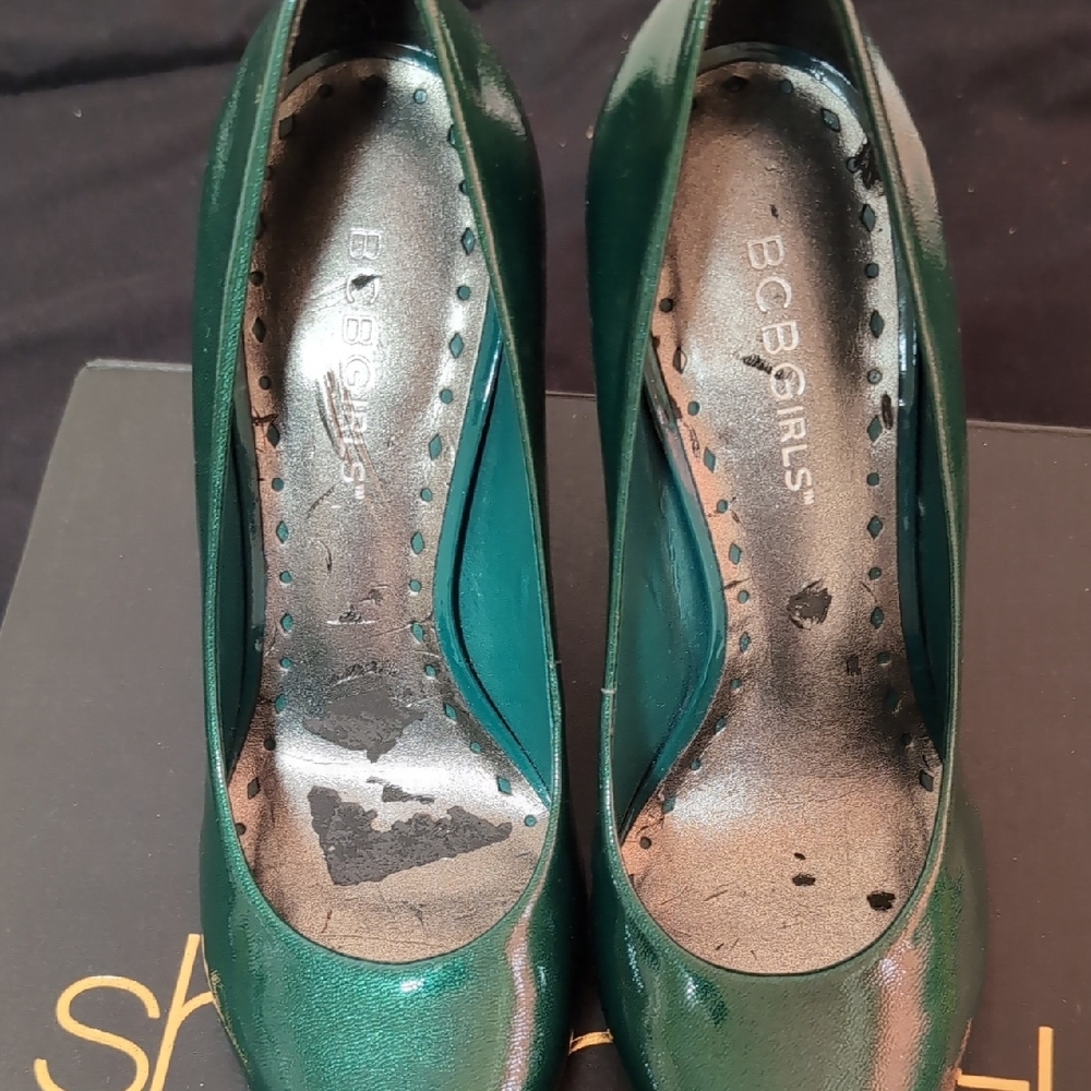 BCBGirls Emerald Green Stiletto Peep-Toe Pumps